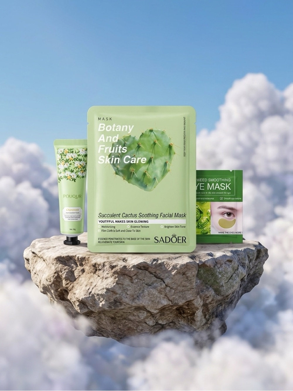 Succulent Cactus Soothing Facial Mask - Light Green